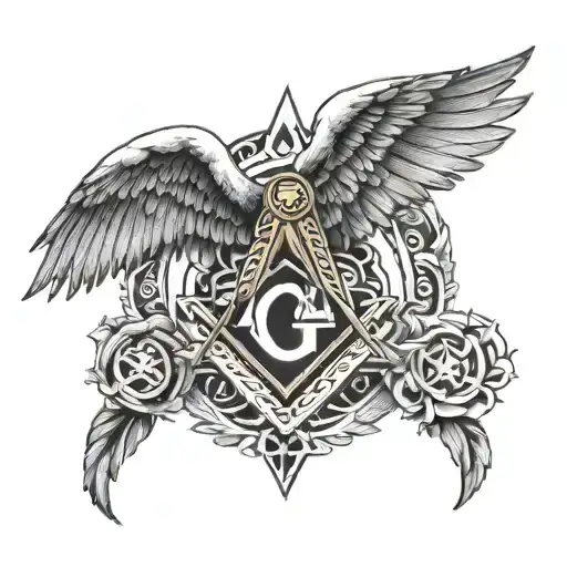 Masonic Symbol With Angel Wings