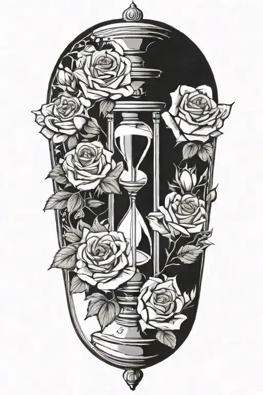 Hanging Hour Glass With Roses Intertwined