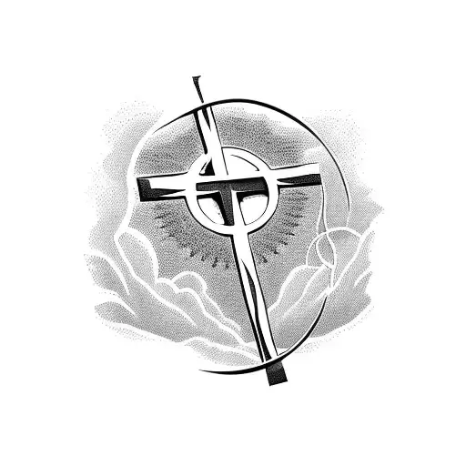 Christian Cross With Olive Branch