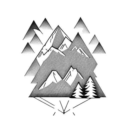 Mountain Scene With Triangles