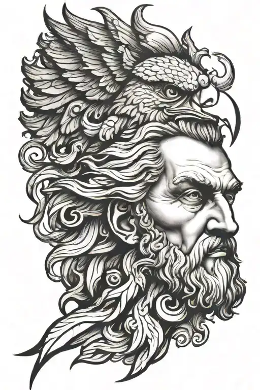 Face Of Zeus And An Eagle