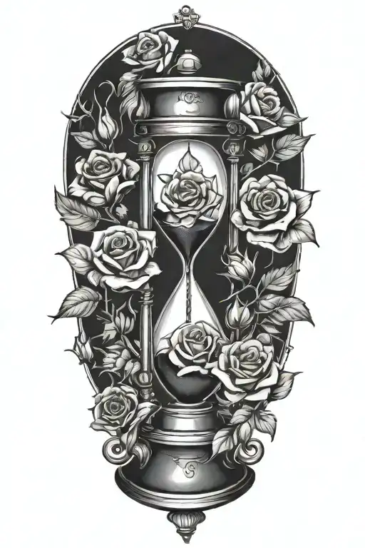 Hanging Hourglass With Roses Surrounding