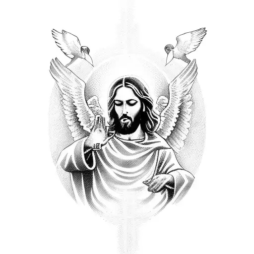 Jesus With Birds And Angels