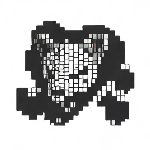A Blackwork Tattoo Of A Pixelated Animal Character From A Favorite Video Game