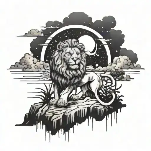 A Leo Zodiac Symbol Integrated Into A Stunning Celestial Outdoor Scenery