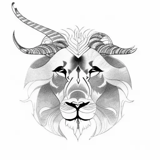 A Majestic Lion And A Powerful Goat Locked In A Fierce Battle