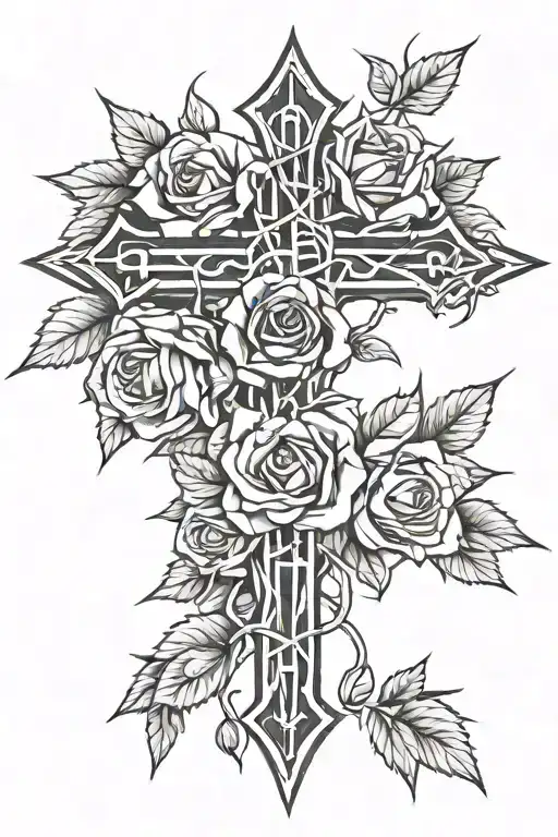Cross With Rose Thorns Intertwined