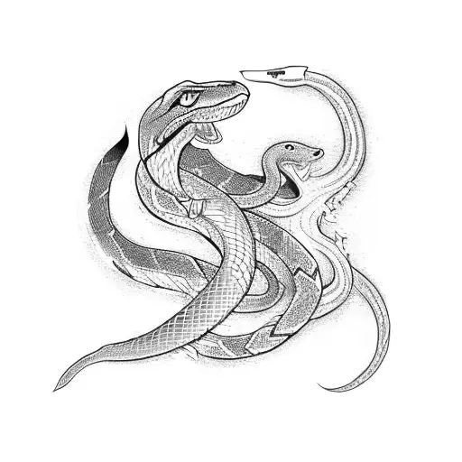 Snake Fighting With A Wolf