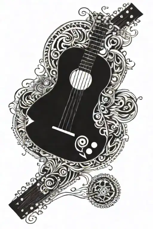 Incorporate A Guitar Into A Mandala Design With Intricate Details