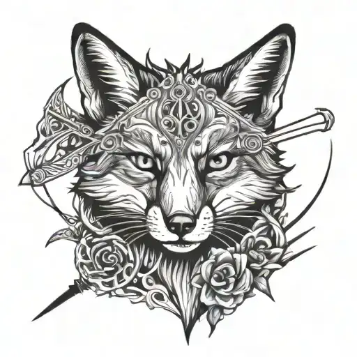 Fox With Dagger Fire Surrounded