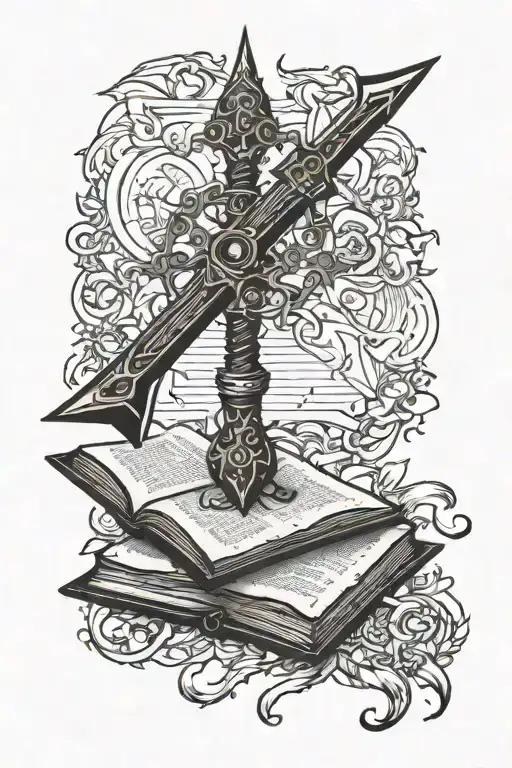 Glaive With A Magic Book Behind It