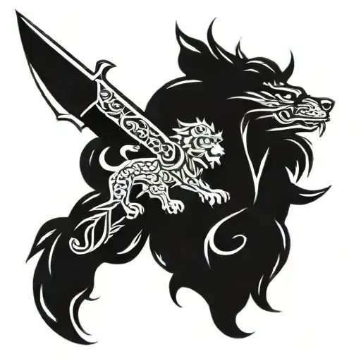 Dagger With Chinese Guardian Lion