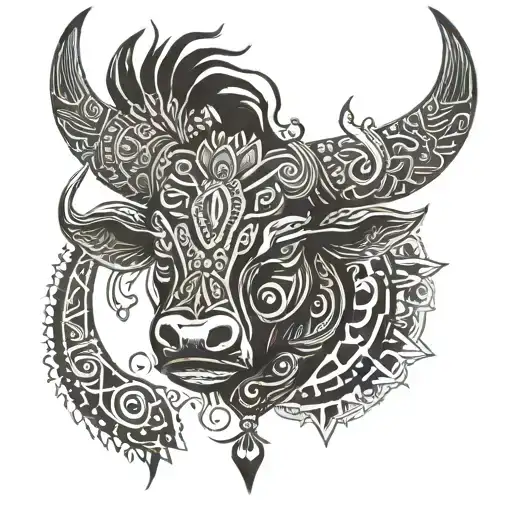Indian Totem With Bull