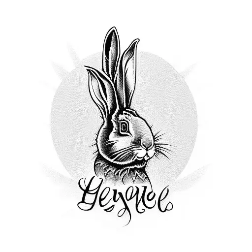 Zeynep's Name In Elegant Script With A Rabbit And Pineapple Silhouette