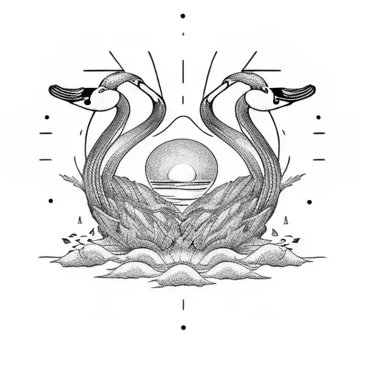 Swans And The Sunset