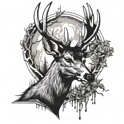 White Tailed Deer With A Called Duck On The Antler With The Word Thomas Underneath It