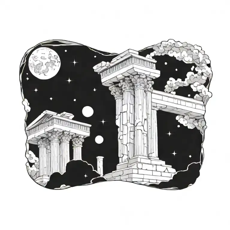 Ancient Greek Ruins And Space