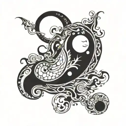 An Abstract Representation Of Feminine Energy Flowing From The Sun To The Moon