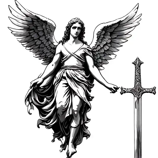 Christian Angel With Sword And Wings