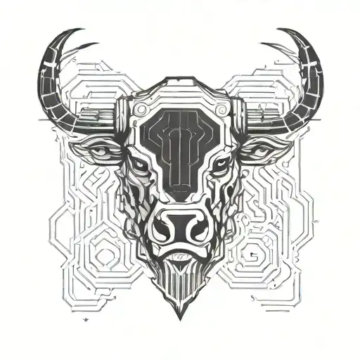 Cyberpunk Circuit Style Bull Head