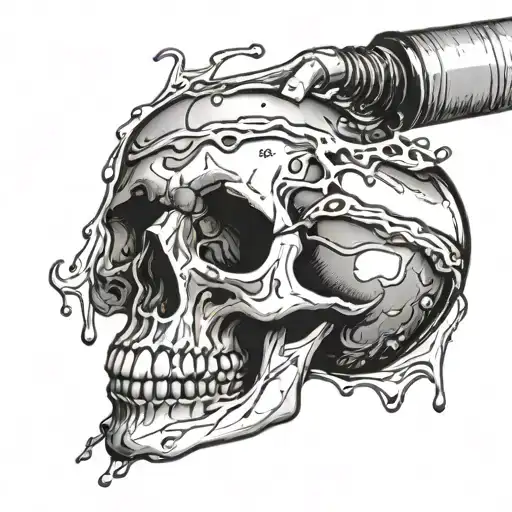 Skull Being Poured Out Of A Bottle Pouring