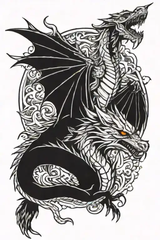 Dragon With Wolf