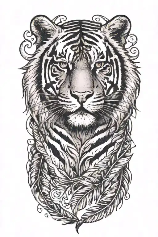 Tiger With Feathers Dangling