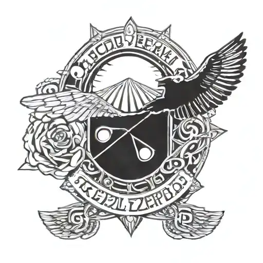 A Tattoo Design Featuring Iconic Symbols Of Your Favorite Bands Like Led Zeppelin And Metallica