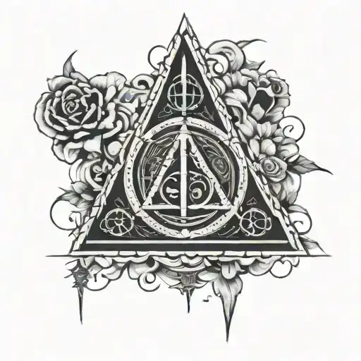 Deathly Hallows Symbol With Highlighted Symbol Of Immortality