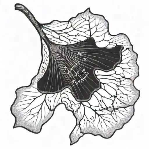 Ginkgo Leaf With Writing Poetry