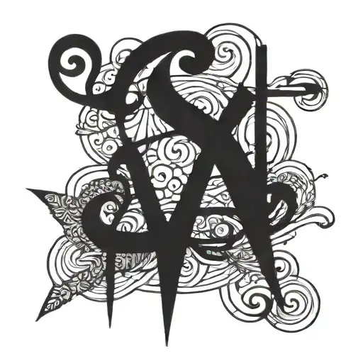 A Unique And Abstract Interpretation Of The Name 'Solange' In Blackwork Style