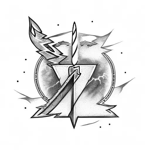 Lightning Surrounding A Sword With The Word Kaizen