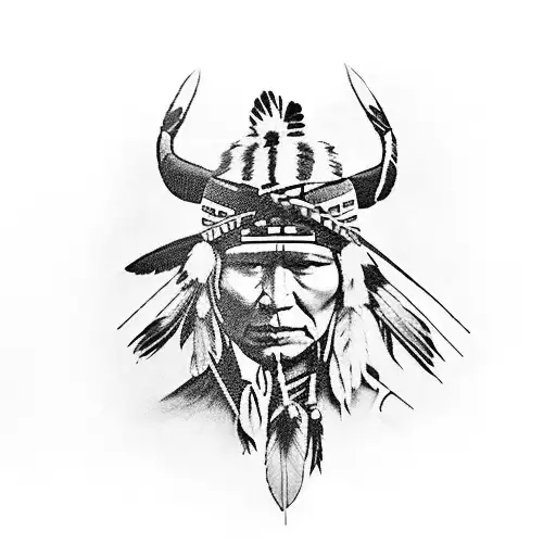 Native American Hunter Shooting With A Bow