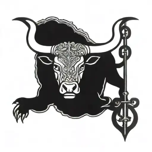 Taurus Bull With Navy Anchor