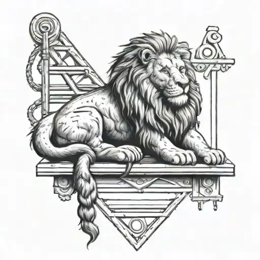 The Cowardly Lion From Wizard Of Oz Lying With A Needle Stuck In His Arm Laying Next To A Ladder