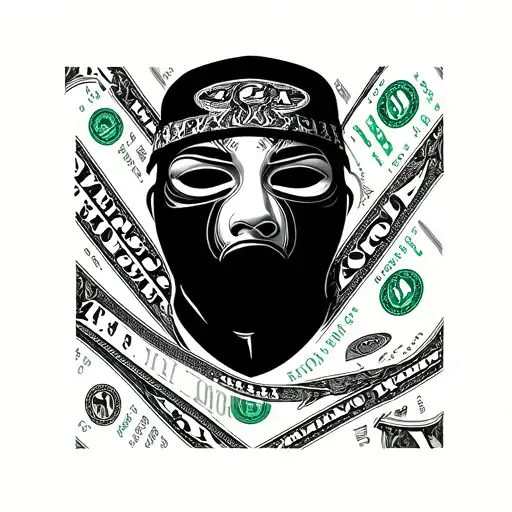 Money And Ski Mask Tattoo Design