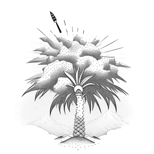 A Majestic Palm Tree Standing Tall In The Middle Of A Desert Landscape