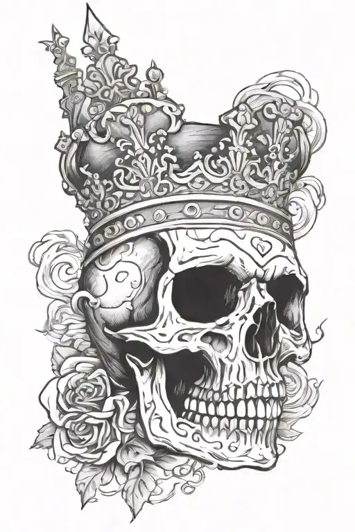 Skull Wearing A Crown Surrounded In Smoke