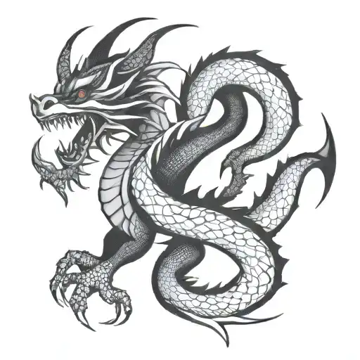 A Geometric European Dragon With Wings Around The World