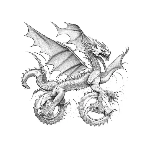 A Fierce Dragon Riding A Motocross Bike Through A Challenging Track