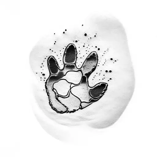 Dog Paw Print With Sticks Underneath