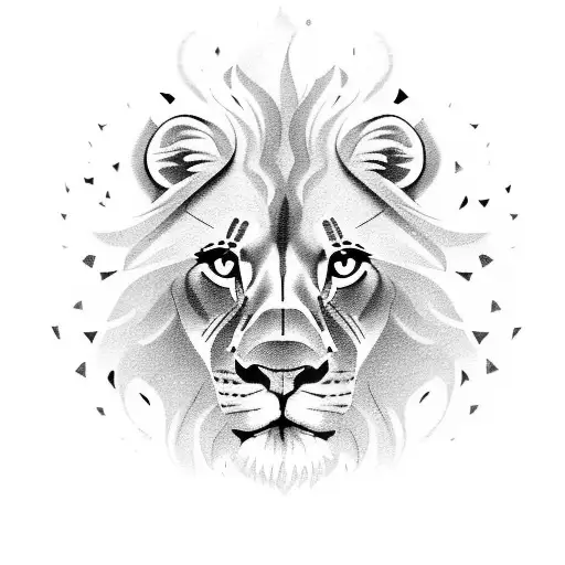 A Majestic Lion Surrounded By A Playful Litter Of Cubs