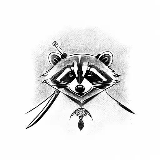 Raccoon With Katana And Strawhat