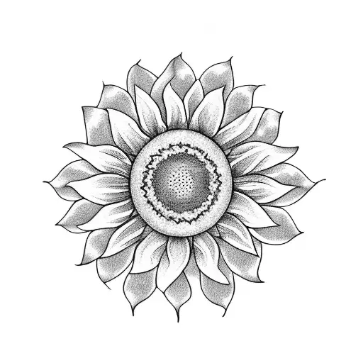 A Blackwork Tattoo Of A Sunflower Blooming In The Middle Of A Galaxy