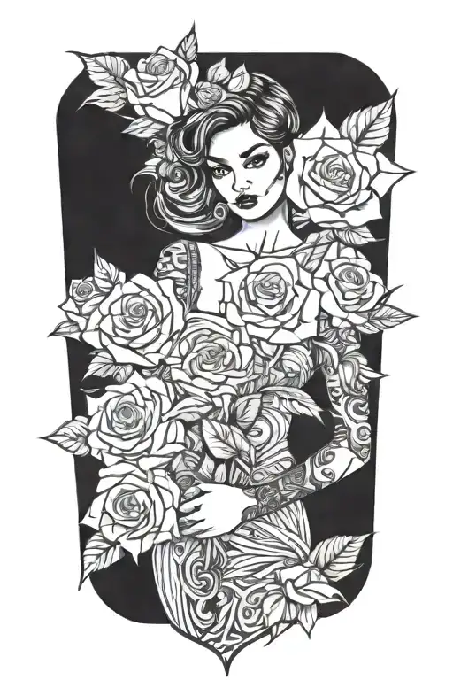 A Female Chicana Holding A Bouquet Of Roses Made Of Money