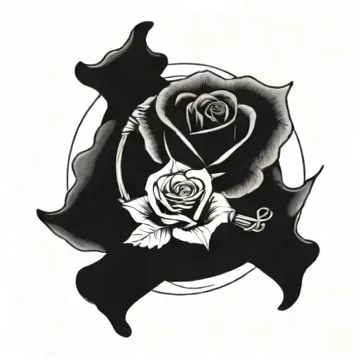 A Rose Intertwined With A Steering Wheel