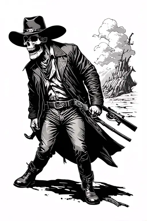 Highwayman Skull Cowboy Fullbody Walking