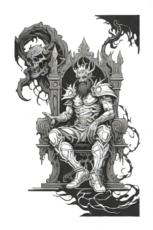 A Gamer Sitting On A Throne In A Dark Underworld Inspired By Hades