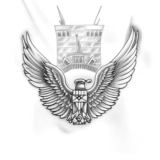 American Eagle With Wings Out Holding 1911'S In Both Claws With The Statue Of Liberty In The Back