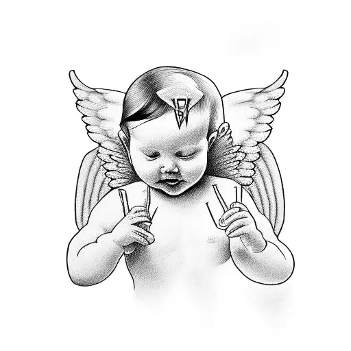 Baby Angel Shooting An Ak